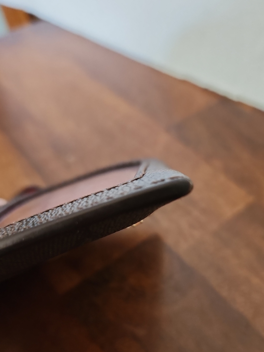 COACH Signature Canvas Card Case Wallet in Brown and Red - Picture 8 of 8